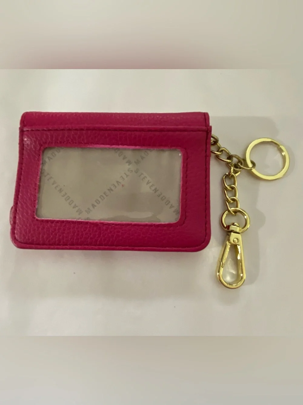 Steve Madden Pink Key & Card Holder with Gold Hardware